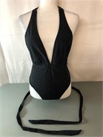 NEW (M) One Piece Women's Swimsuit Tie Back V-Neck