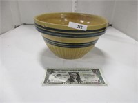 Vintage yellow ware blue striped bowl