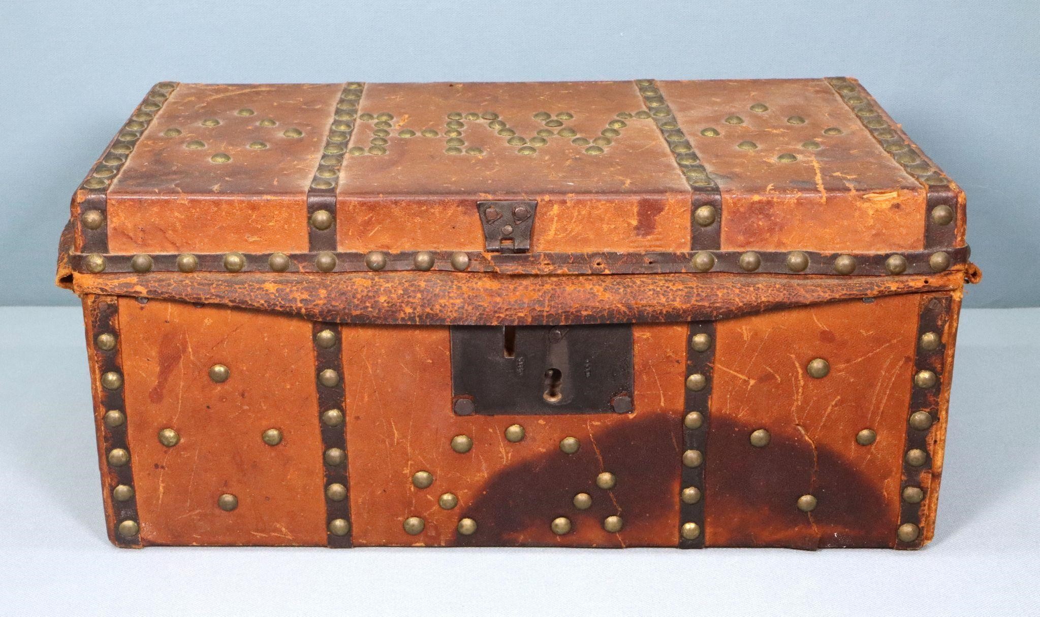 C. 1840's Leather Document Trunk