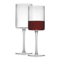 JoyJolt Elle Ribbed Red Wine Glass 2 Piece Set...