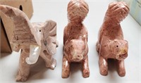 3 VTG Solid Marbel Animal Figurines