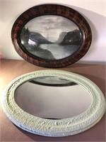 Mirror and Oval convex picture in frame