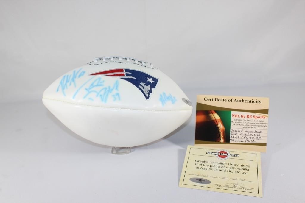 New England Patriots 4 Player Autographed Football