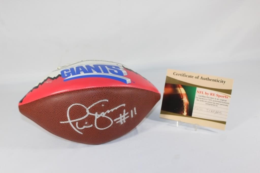 Phil Simms Autographed Football with Case & COA