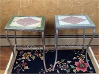 Pair of Marble and Iron Tables