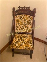 Victorian Tapestry Folding Parlor Chair