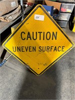 Metal caution sign