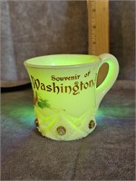 CUSTARD URANIUM GLASS SOUVENIR CUP WASHINGTON, IL