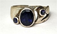 Sterling Faceted African Amethyst Ring 5 G Sz 8.5