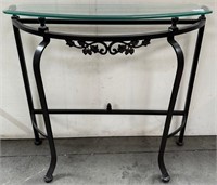 11 - HALF ROUND METAL & GLASS CONSOLE TABLE 33.5"L