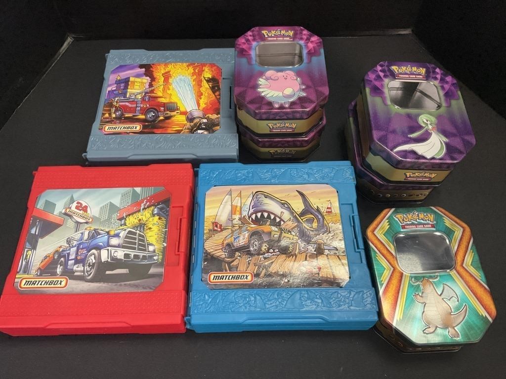 Pokémon Card Tins, Matchbox Travel Playset.