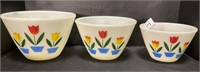 Nice Tulip Fire King Milk Glass Bowl Set.