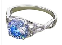 925S Blue 2.0ct Moissanite Diamond Ring