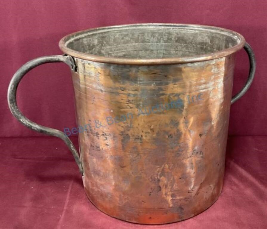 12 inch antique copper pot iron handles