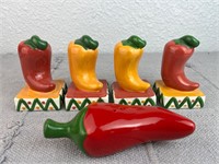 Lot of 5 Chile Salt and Pepper Shakers