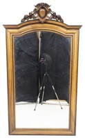 LARGE FRENCH CARVED WALNUT WALL MIRROR, 73" X 42"
