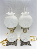 Vintage Gone w/ the Wind White Satin Glass Lamps
