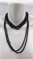 Vintage Black Seed Bead Necklace Use Long Or Doube