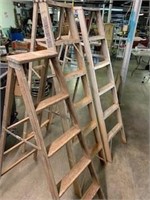 (2) 6’ alum ladders, 5’ wood ladder