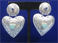 Sterling Silver Heart Earrings Hallmarked