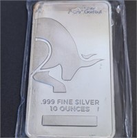 10ozt .999 Silver Bar - Silvergoldbull