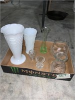 lot of milk glass and cut glass