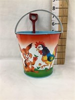 Ohio Art Tin Litho Sand Bucket w/ Animals, 5” T