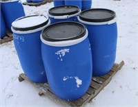 (4) 30 Gal Food Grade Poly Barrels w/Removable