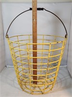 Large Vintage Metal Basket With Bail Handle