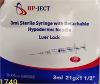 BPJect Sterile Hypodermic 21g 1.5 inch needles 100