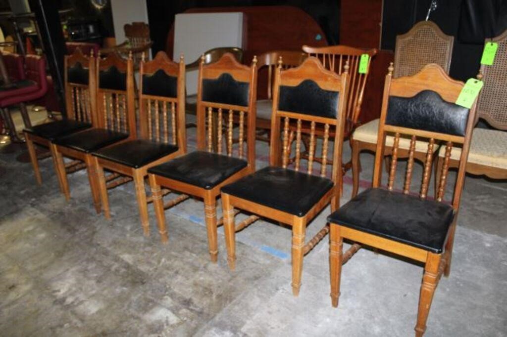 (6) Dining Side Chairs, (1) Missing Finial