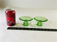 2pcs Uranium Glass Candle Holders