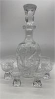 Cut Crystal Decanter w/6 Glasses Poss. Waterford
