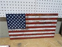 HAND PAINTED WOOD WALL FLAG