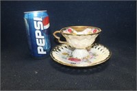 FLORAL PATTERN CUP & SAUCER, JAPAN