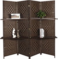 4Panel Room Divider with Removable Storage Shelves