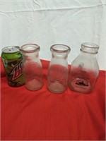 2 Half Pint Embossed PA Milk Bottles & Pint Bottle