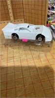 White diecast, metal car, ready for stickers and