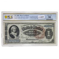 FR. 219 1886 $1 MARTHA SILVER CERT PCGS VF-30