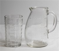 2 pcs Vintage Glass Liquid Measuring Beakers