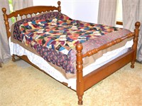 Vintage Full Size Wooden Bed - Made by Young