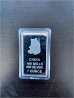 1 Ounce Silver Clad Panda Bar