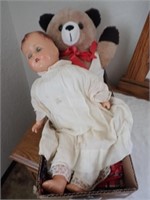 Antique Doll w/ Weighted Eyes - 20"L, Hand Tied