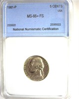 1981-P Nickel MS66+ FS LISTS $2850
