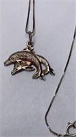 Dolphin pendant necklace marked 925