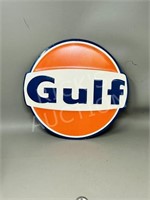 vintage tin Gulf sign - 11"