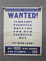 Authentic 1943 Us Gov't War Bonds Poster