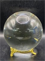 Gazing Ball Made  of Solid Glass in Brass Stand 5