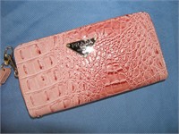 PRADA Pink Gator Zip Clutch Bag/Wallet