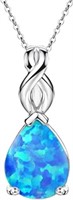 Pear Shape 2.46ct Blue Opal Silver Necklace
